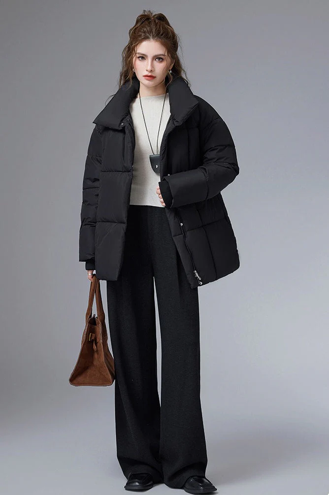 Warm Casual Cropped Cotton Puffer Jacket - Image 8