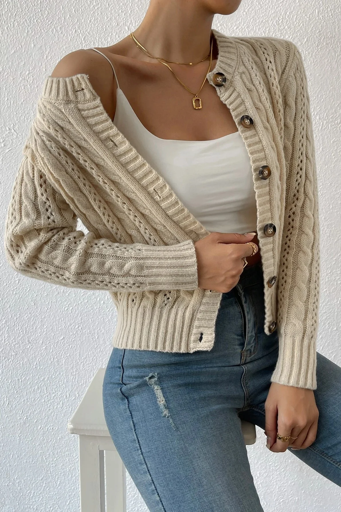 Warm Long Sleeve Knitted Cardigan - Image 3