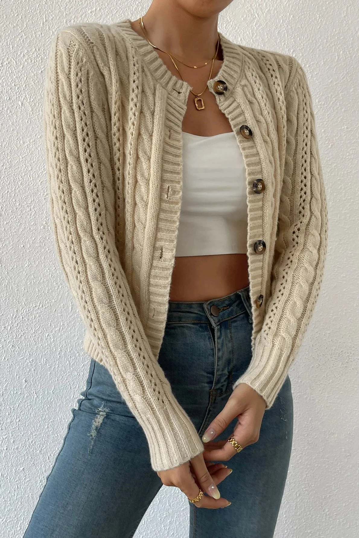 Warm Long Sleeve Knitted Cardigan - Image 4