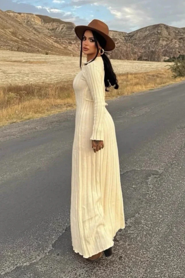 Warm Long Sleeve Sweater Dress - Image 2