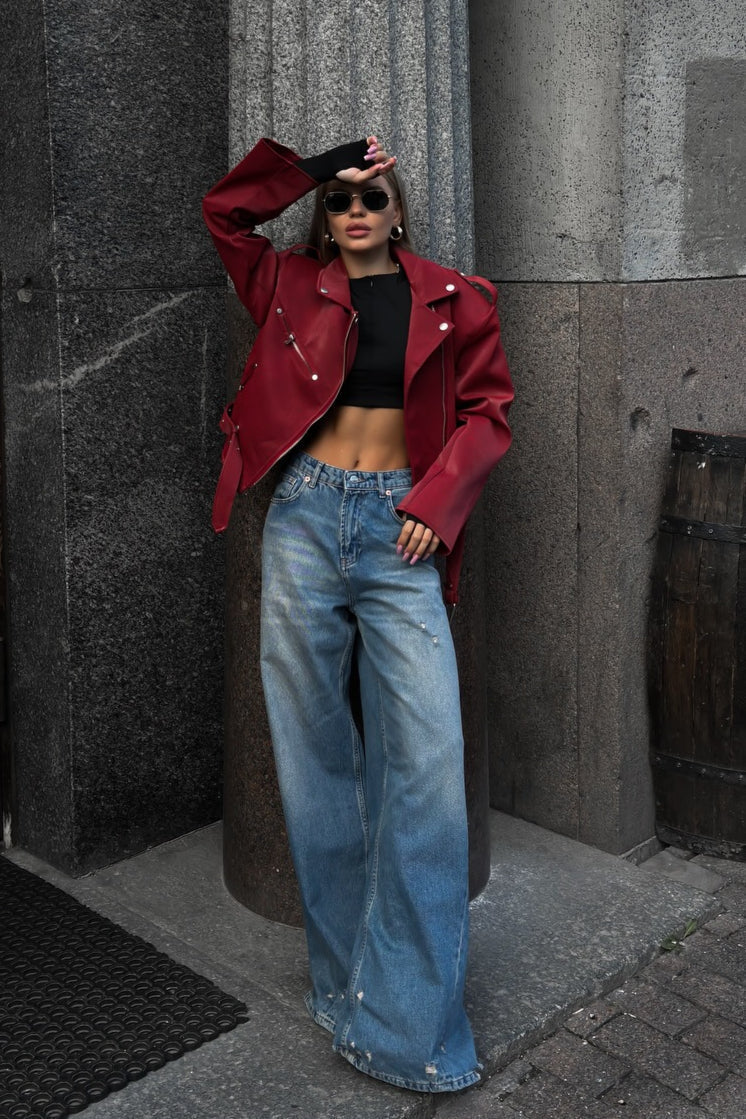 Washed Low Waist Straight Leg Jeans - Image 3