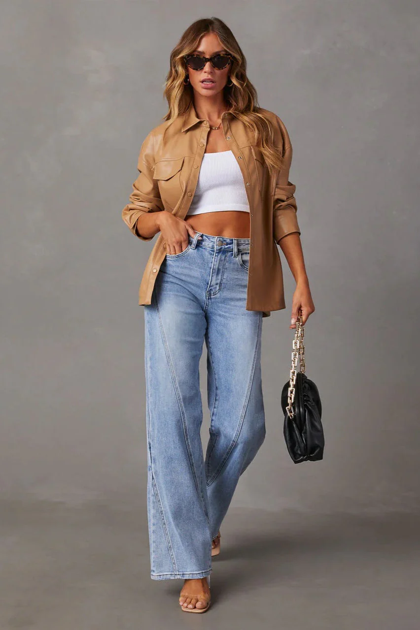Washed Street Style Wide Leg Jeans - Image 2