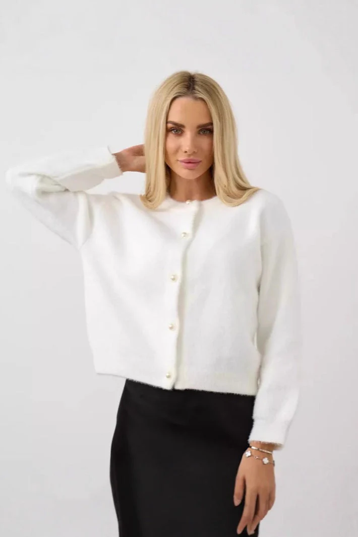 White Button Front Cardigan - Image 2