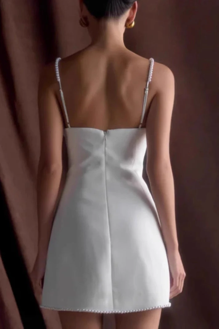 White Pearl Cami Party Dress - Image 4