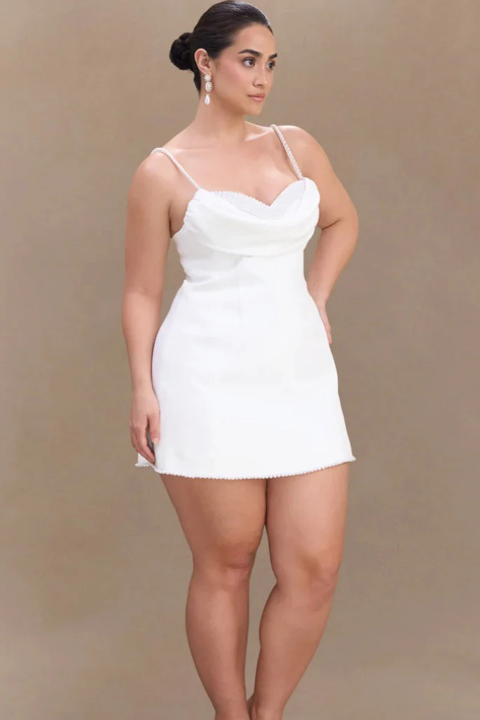 White Pearl Cami Party Dress - Image 7