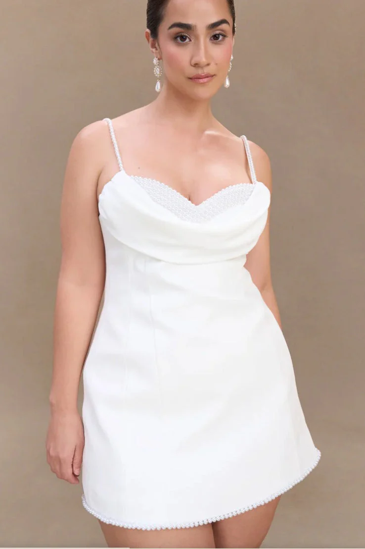 White Pearl Cami Party Dress - Image 8