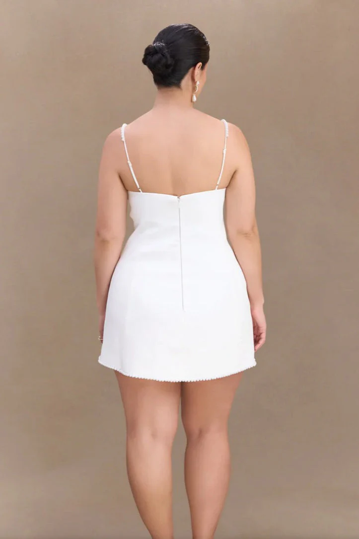 White Pearl Cami Party Dress - Image 9