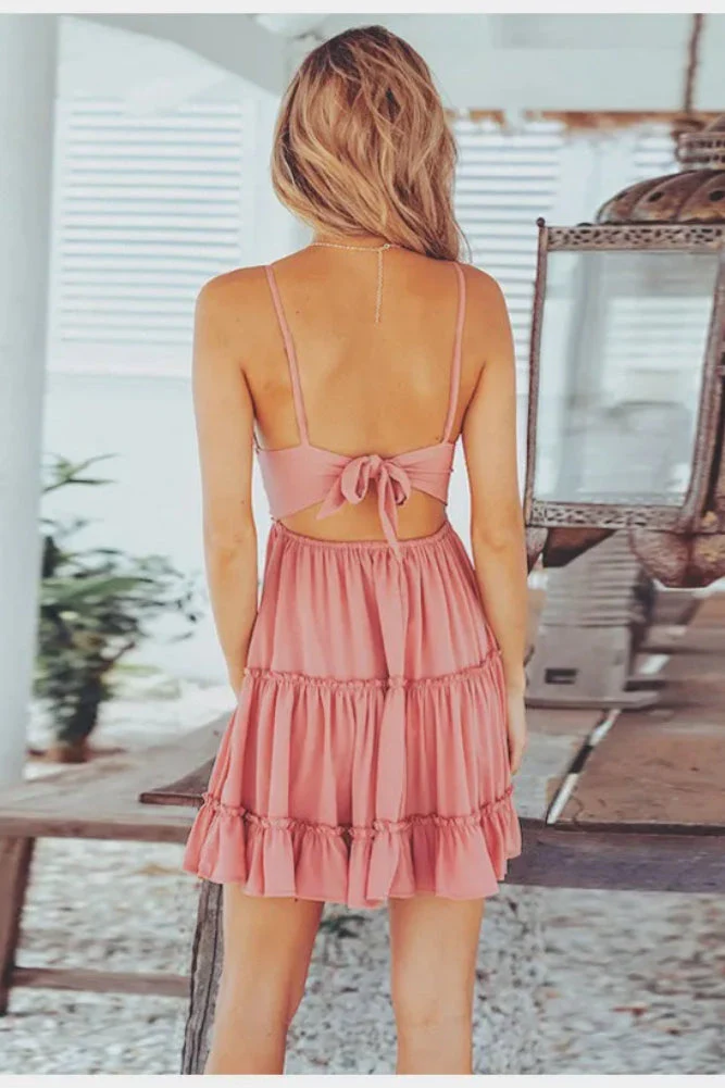 White Spaghetti Strap Mini Boho Dress - Image 6