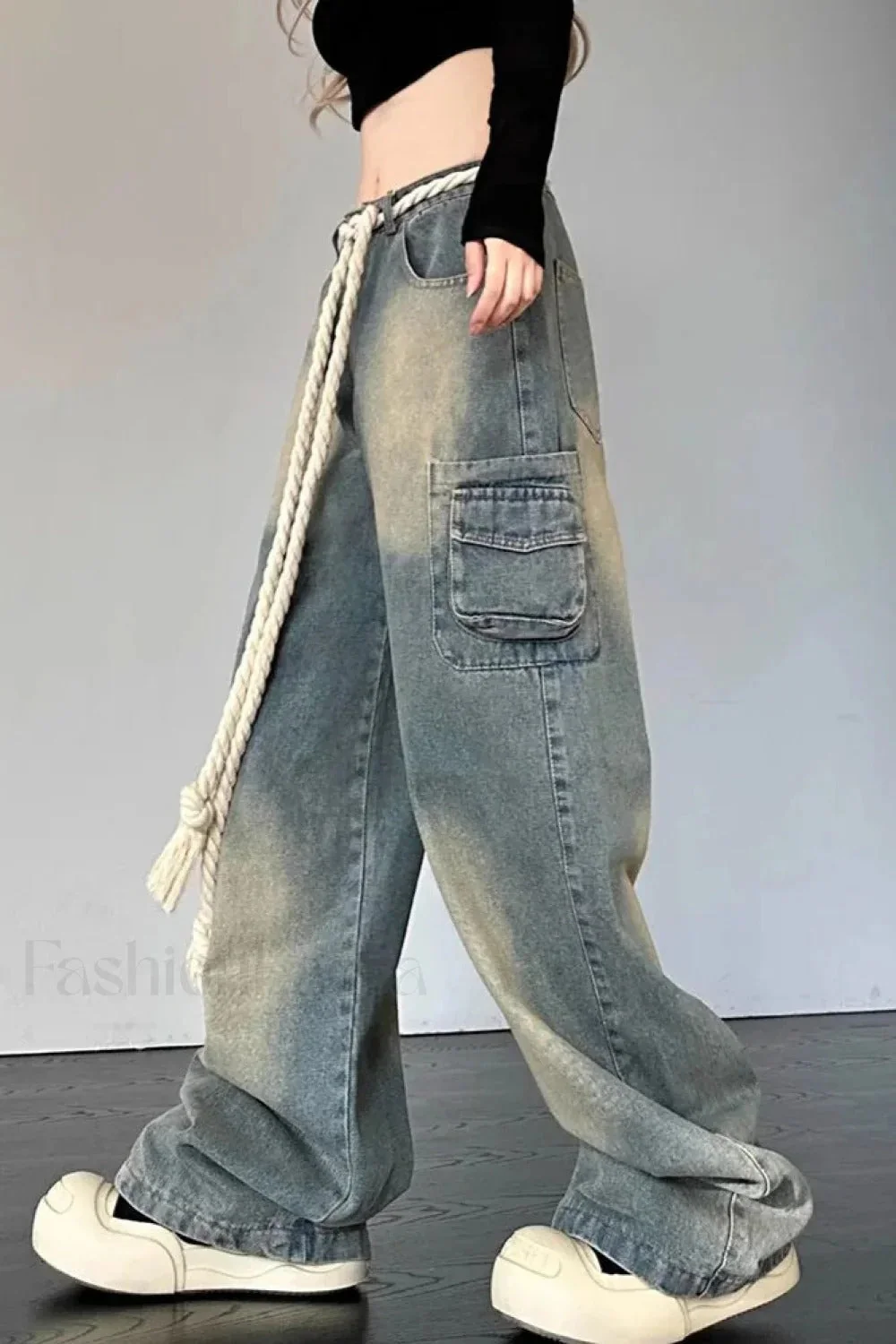 Wide Leg Patchwork Heart Jeans - Image 14