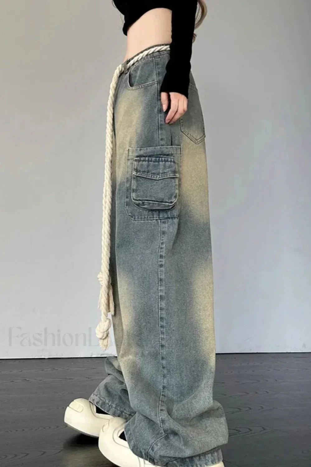 Wide Leg Patchwork Heart Jeans - Image 15
