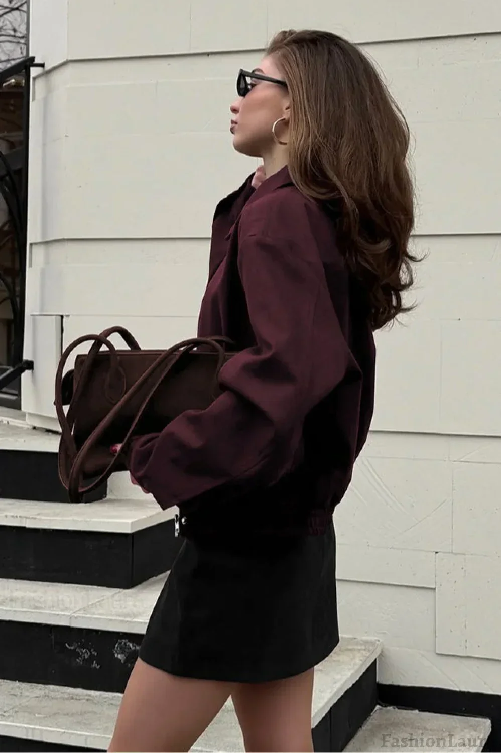 Wine Red Suede Utility Jacket - Image 5