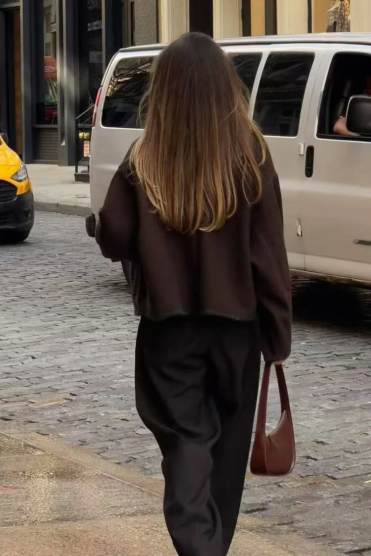 Wool Blend Colorblock Casual Coat - Image 3