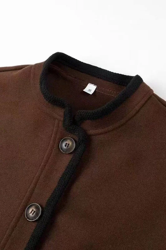 Wool Blend Colorblock Casual Coat - Image 4