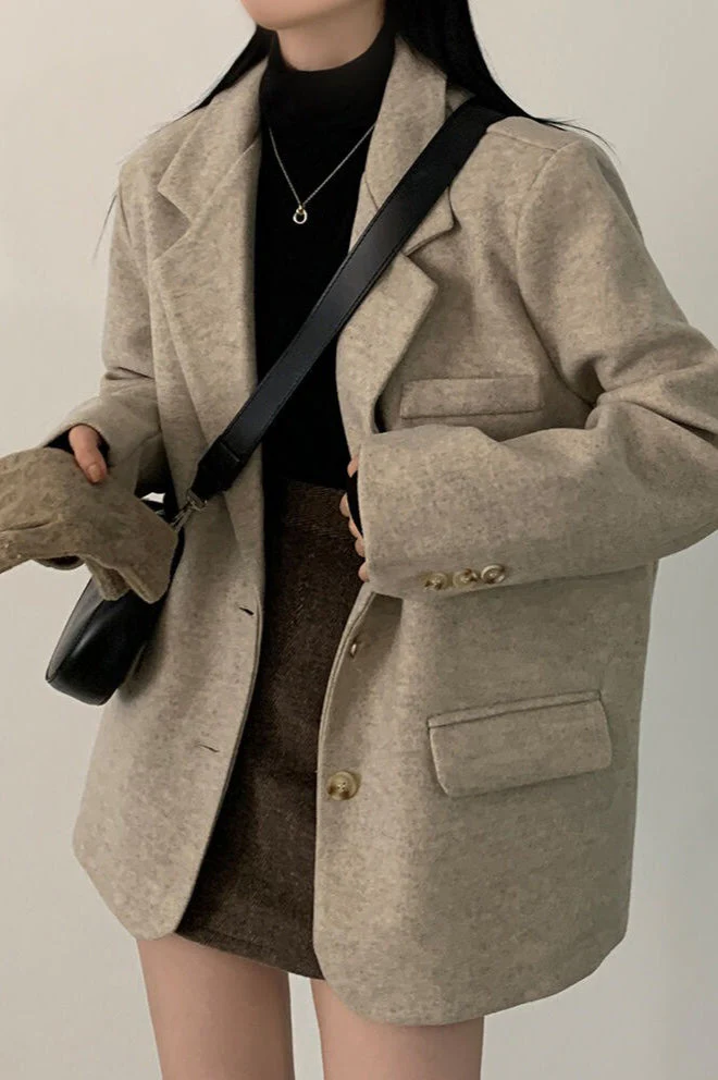 Wool Blend Oversized Longline Blazer - Image 2