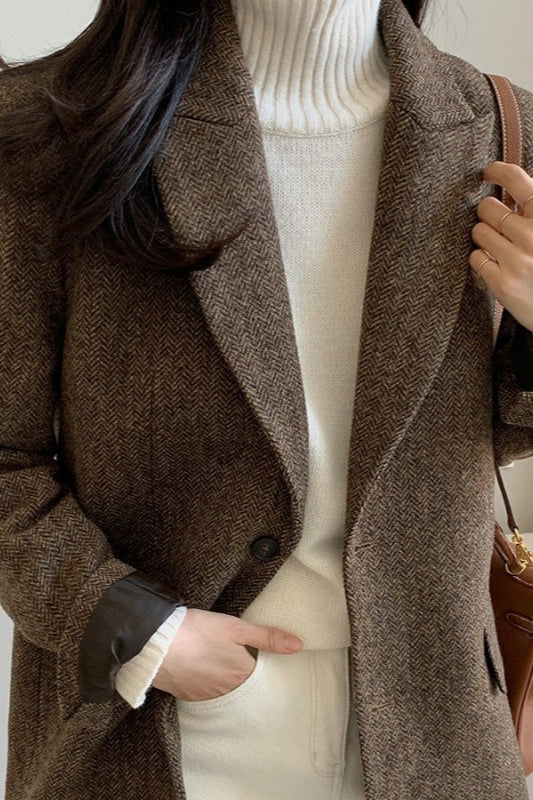 Wool Blend Solid Color Blazer - Image 2