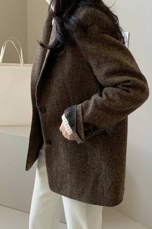 Wool Blend Solid Color Blazer - Image 3