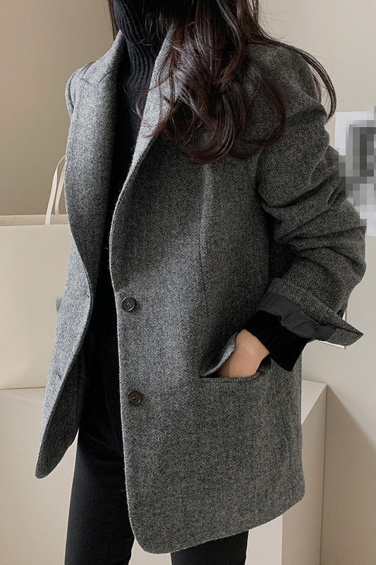 Wool Blend Solid Color Blazer - Image 7
