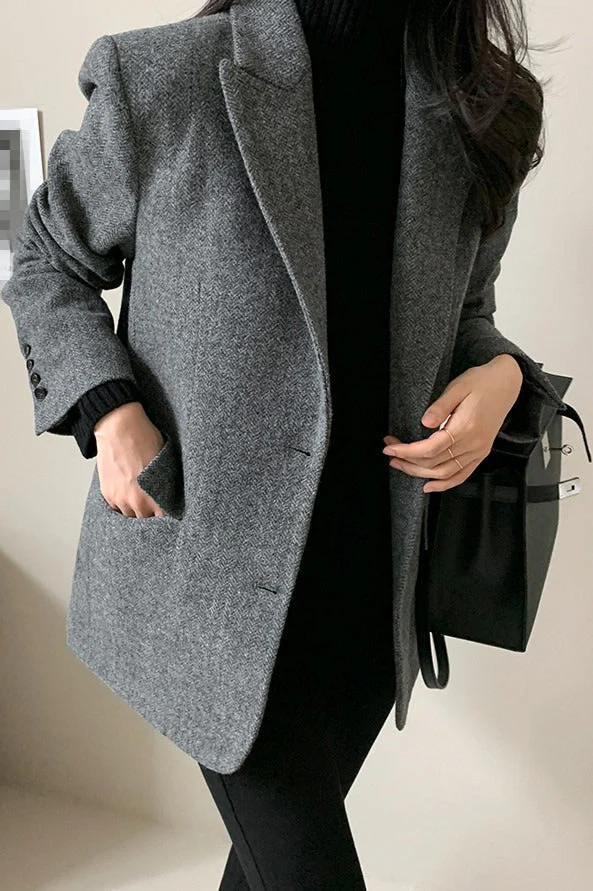 Wool Blend Solid Color Blazer - Image 8