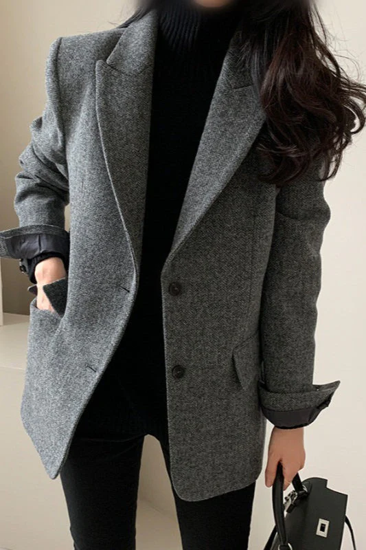 Wool Blend Solid Color Blazer - Image 9