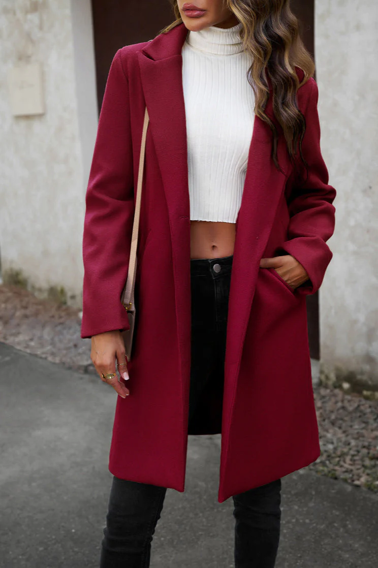 Wool Blend Solid Longline Coat - Image 10