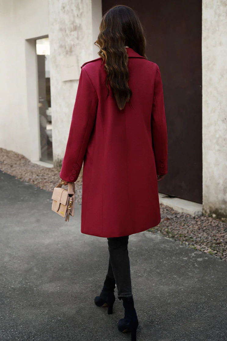 Wool Blend Solid Longline Coat - Image 12
