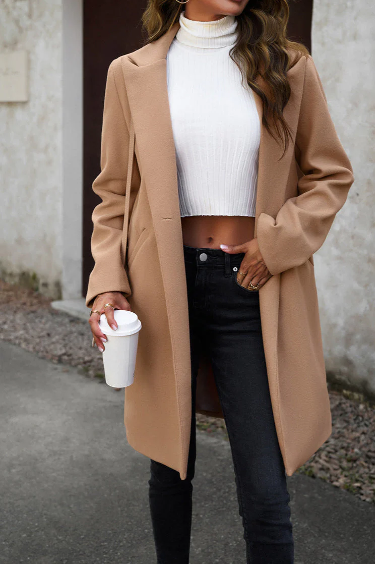 Wool Blend Solid Longline Coat - Image 13