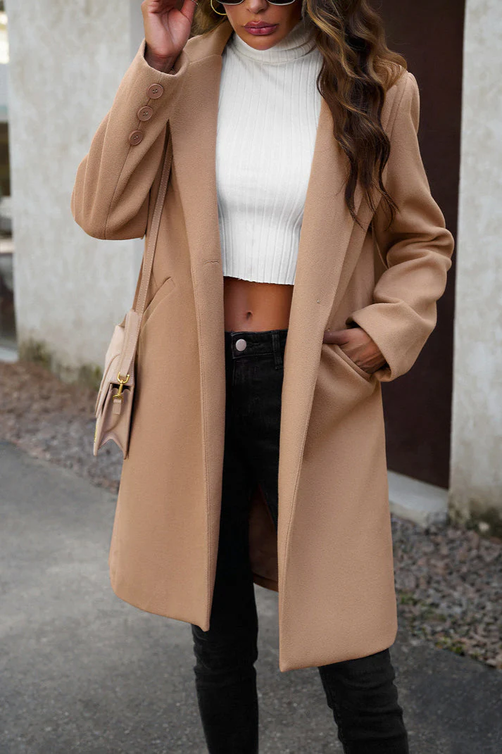 Wool Blend Solid Longline Coat - Image 14