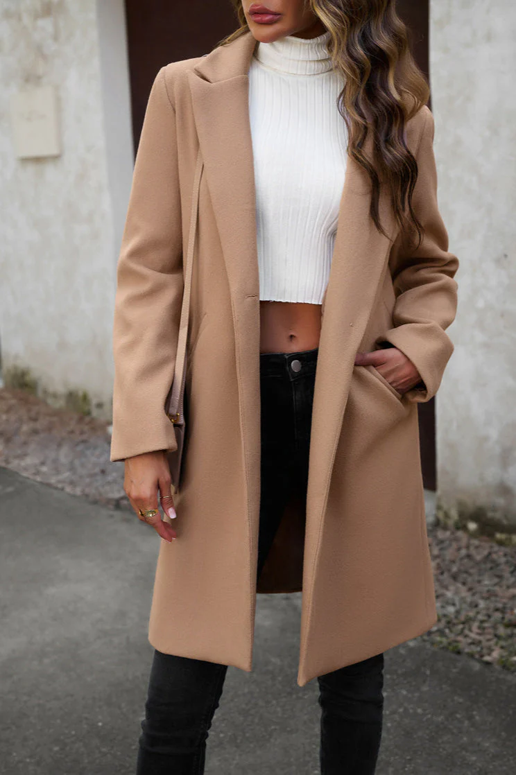 Wool Blend Solid Longline Coat - Image 15