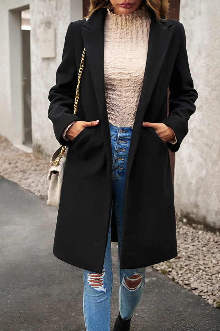 Wool Blend Solid Longline Coat - Image 2