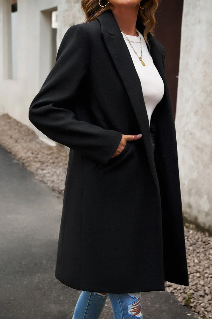 Wool Blend Solid Longline Coat - Image 3