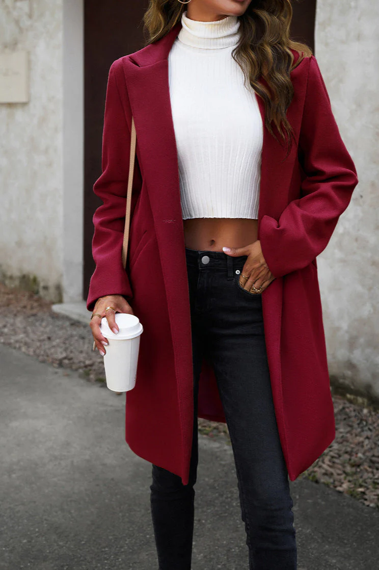 Wool Blend Solid Longline Coat - Image 7