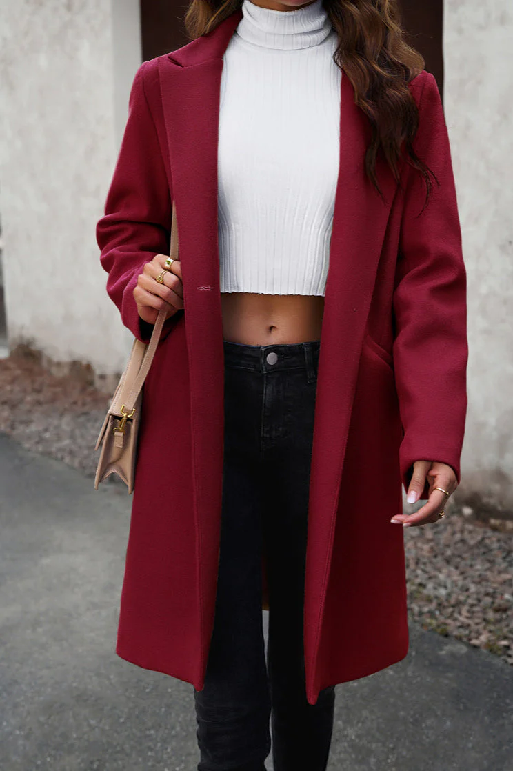 Wool Blend Solid Longline Coat - Image 8