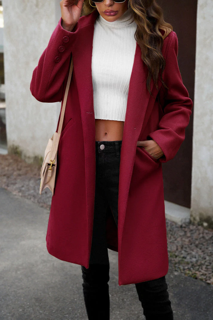 Wool Blend Solid Longline Coat - Image 9