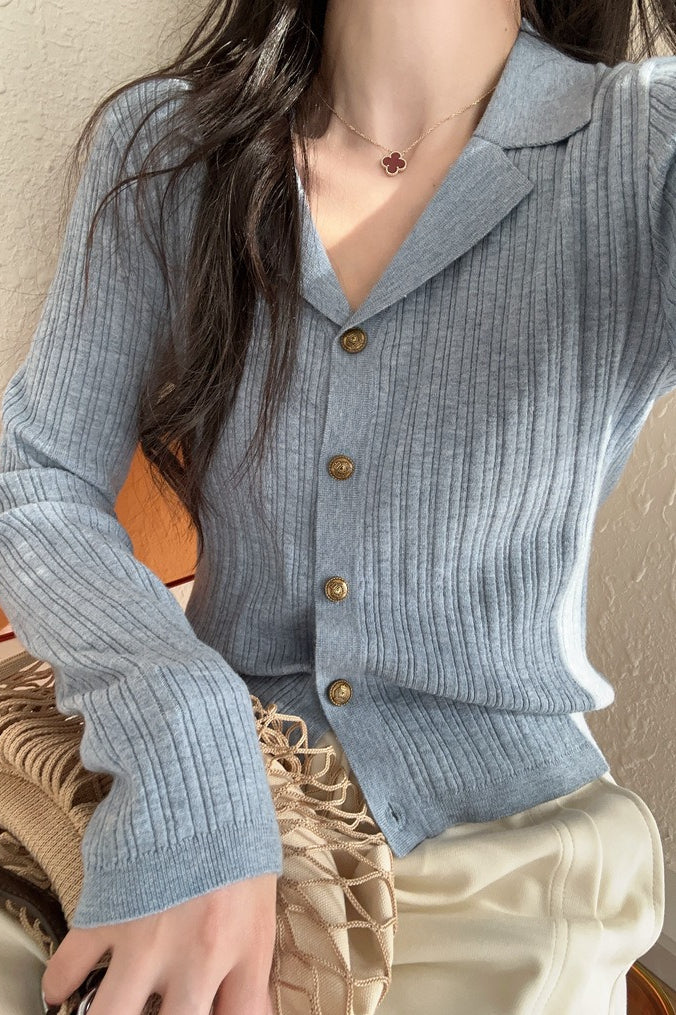 Wool Blend Textured Cardigan - Image 4