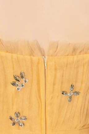 Yellow Spaghetti Strap Mini Formal Dress - Image 9