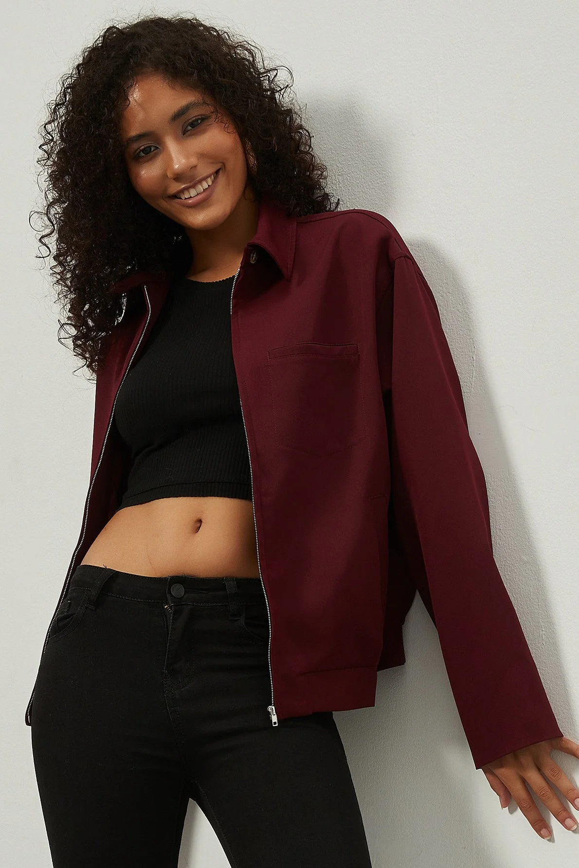 Zip Up Collared Casual Jacket - Image 2