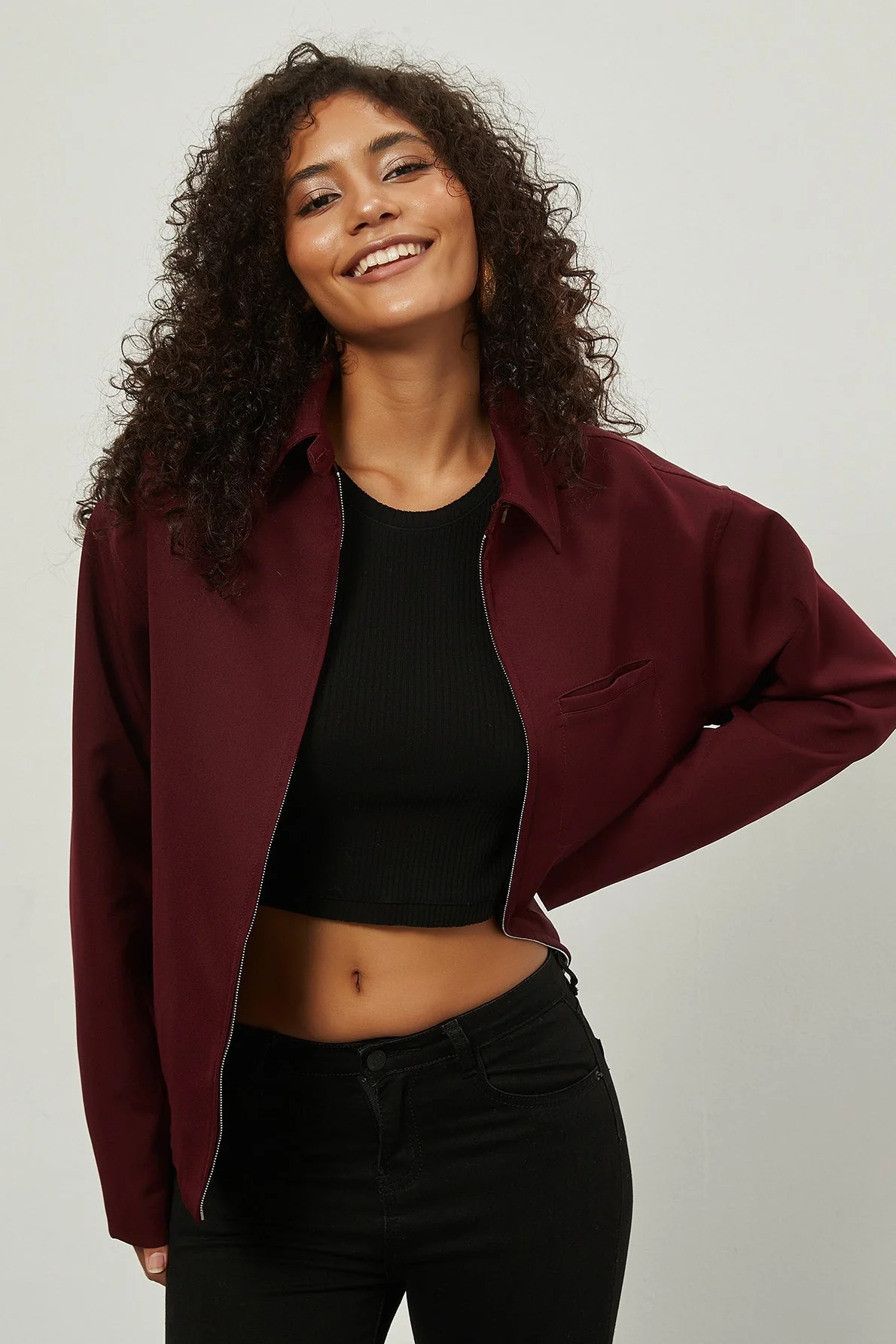 Zip Up Collared Casual Jacket - Image 3