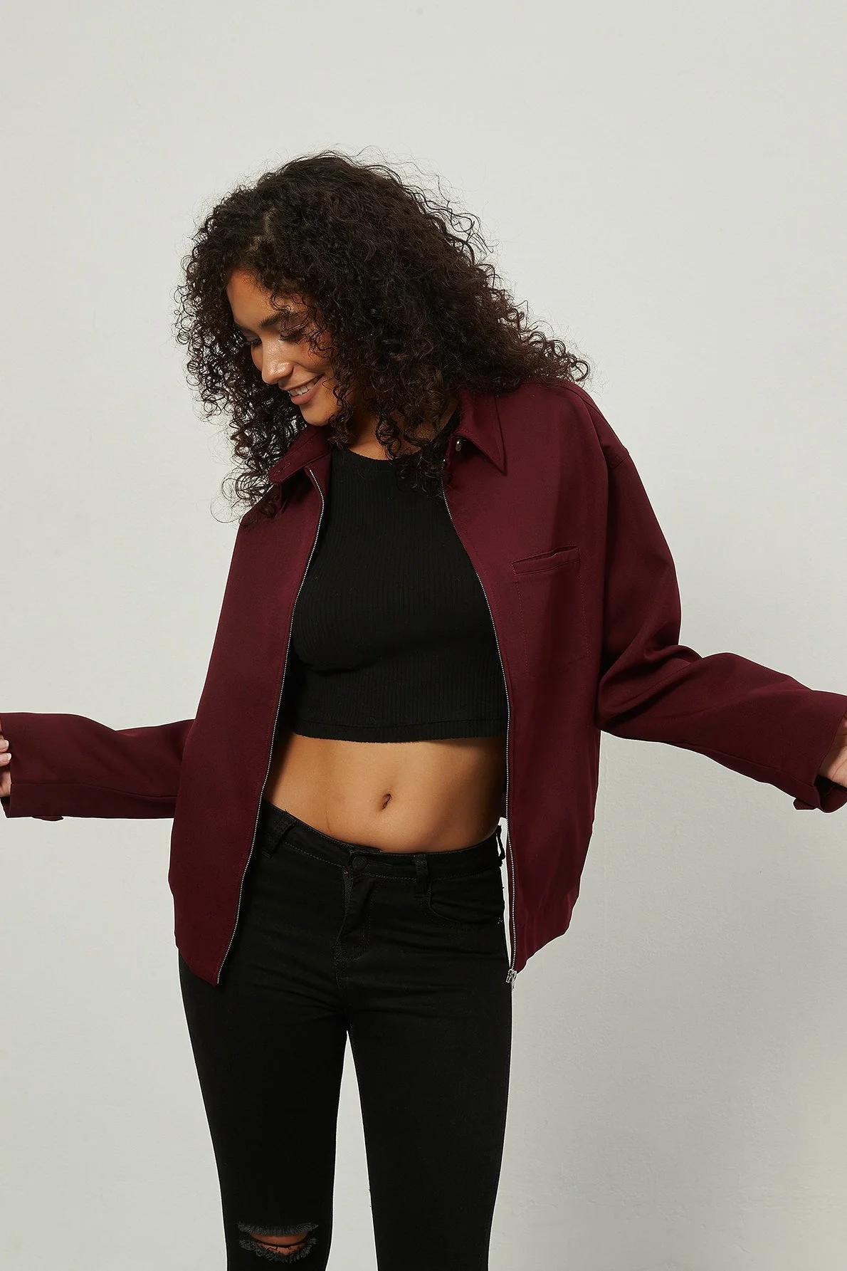 Zip Up Collared Casual Jacket - Image 4