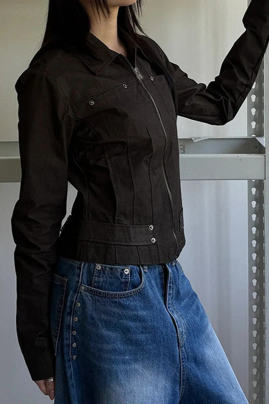 Zip Up Solid Color Utility Jacket - Image 11