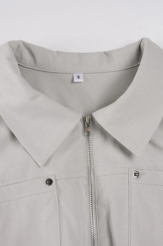 Zip Up Solid Color Utility Jacket - Image 14