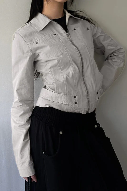 Zip Up Solid Color Utility Jacket - Image 2