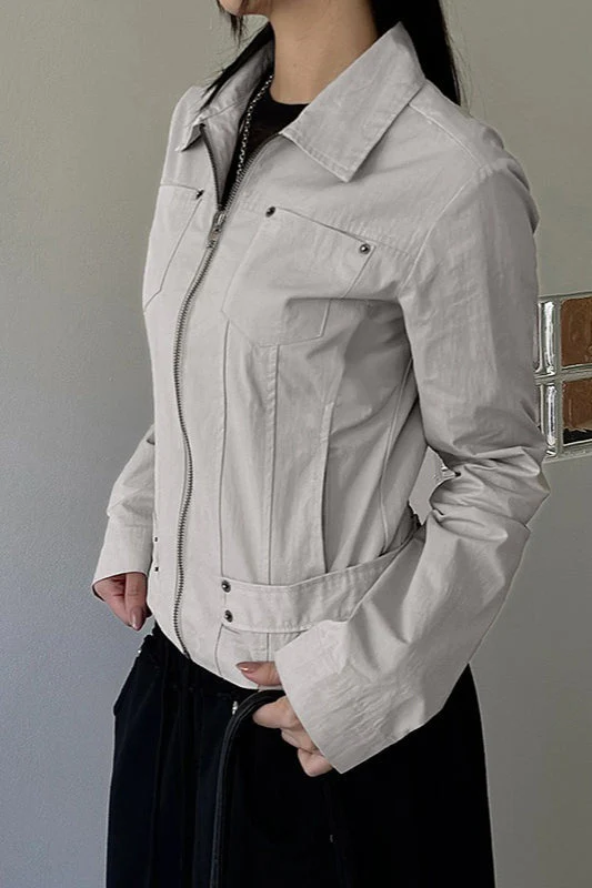 Zip Up Solid Color Utility Jacket - Image 3