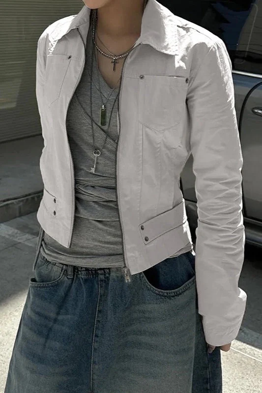 Zip Up Solid Color Utility Jacket - Image 6