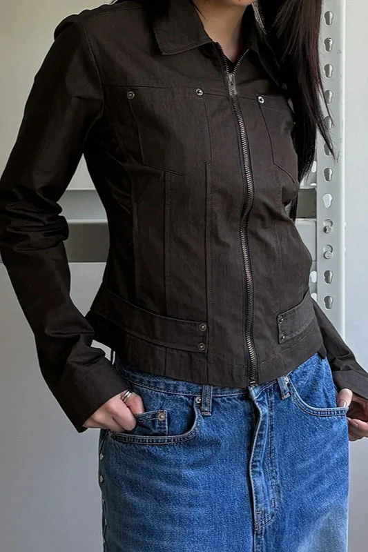 Zip Up Solid Color Utility Jacket - Image 9