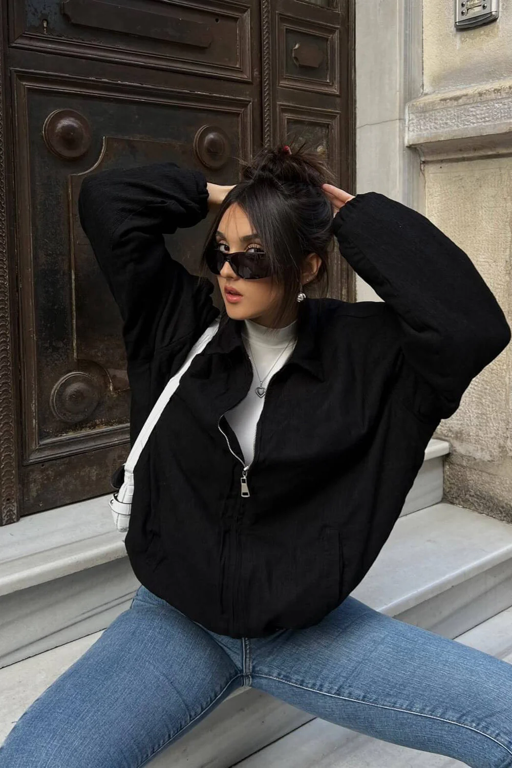 Zip Up Stand Collar Sweatshirt Jacket - Image 2