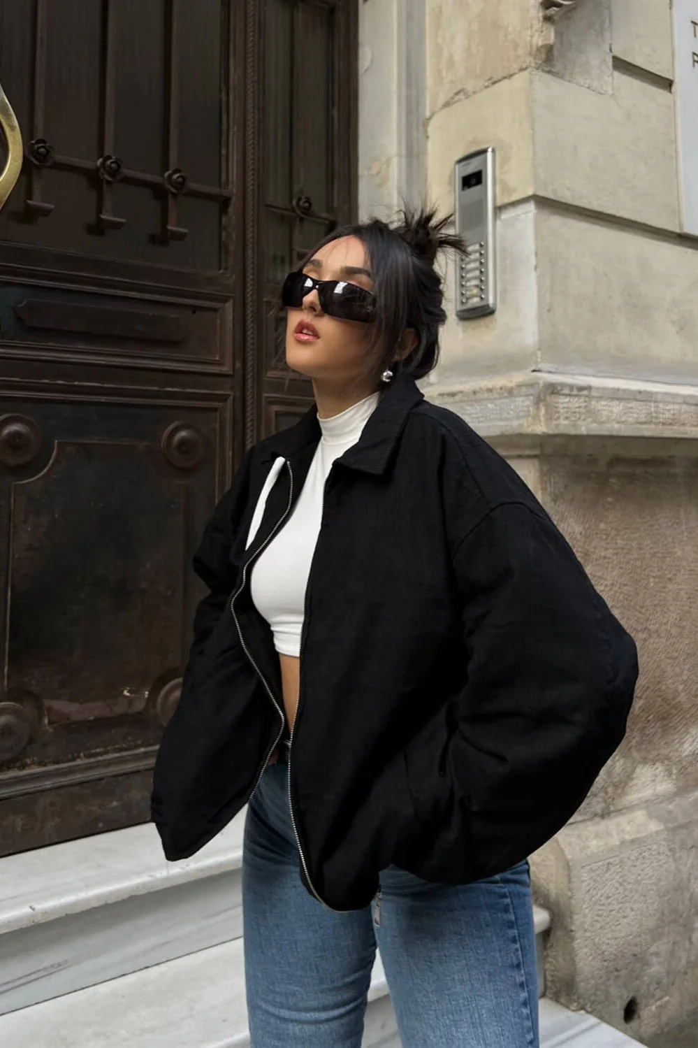 Zip Up Stand Collar Sweatshirt Jacket - Image 3