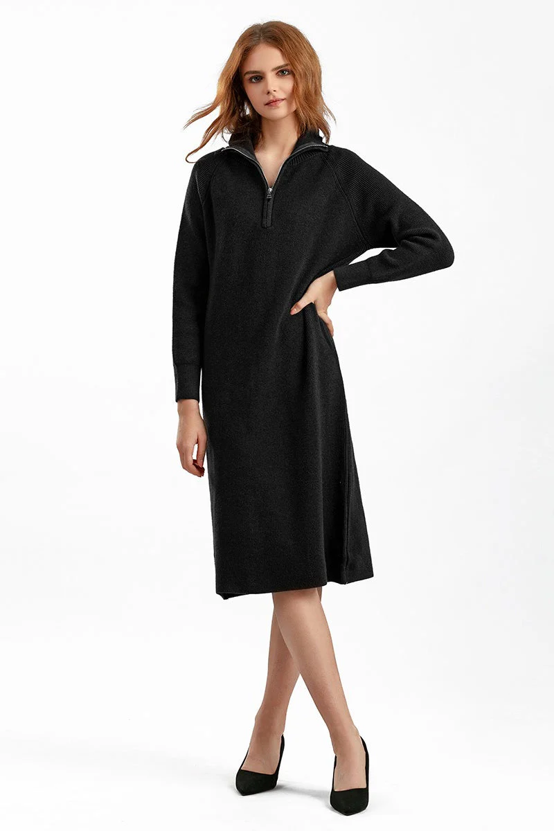 Zipper Pullover Sweater Dress - Image 11