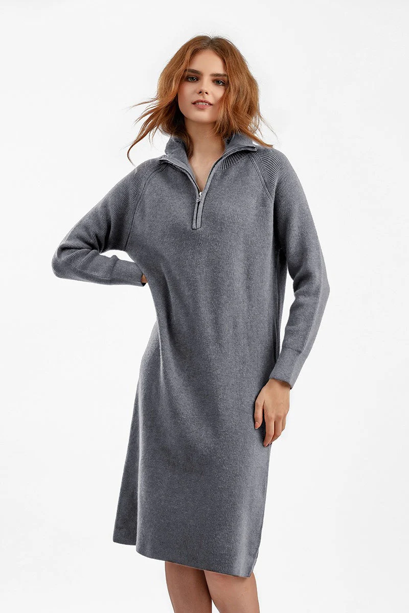Zipper Pullover Sweater Dress - Image 2