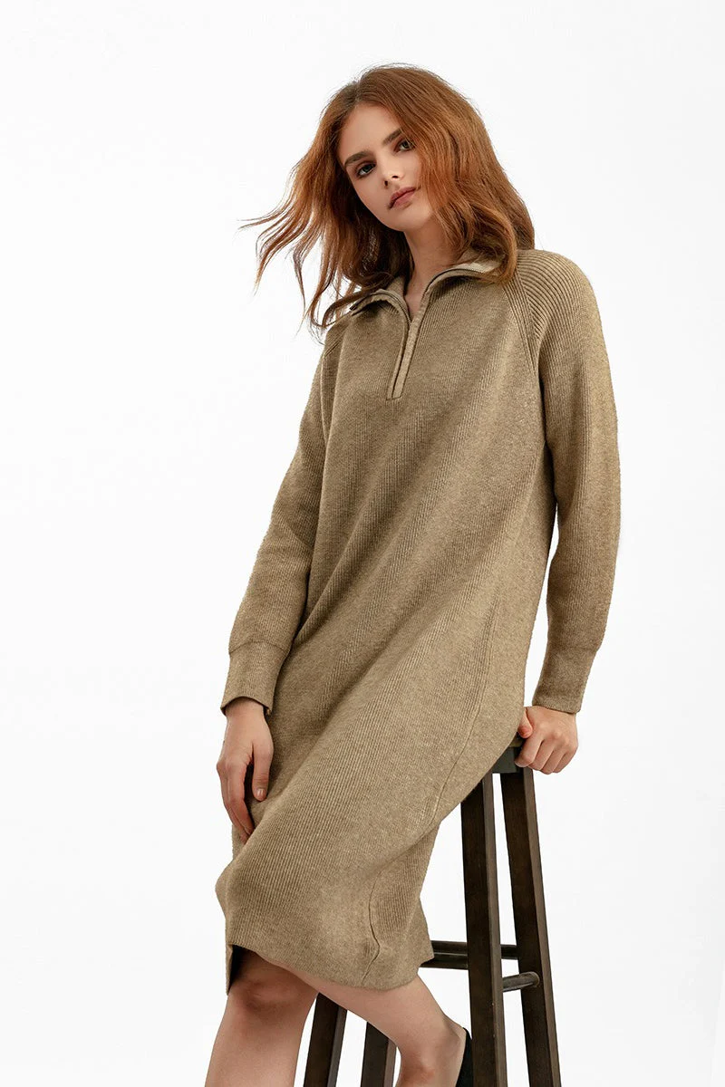 Zipper Pullover Sweater Dress - Image 3