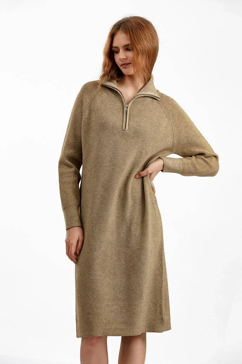 Zipper Pullover Sweater Dress - Image 4